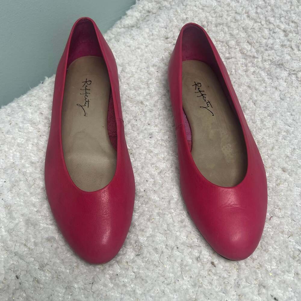 Jana Rafferty Deep Pink Leather Ballet Flats Size 7.5 Cottagecore Made in Brazi